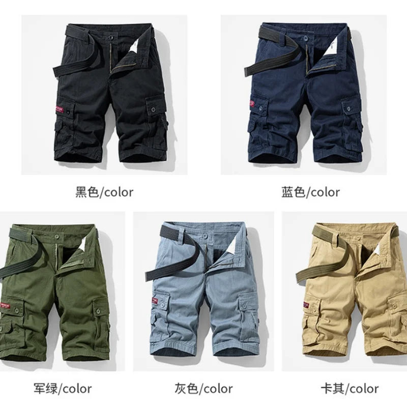 New Summer men's fashionable multi pocket workwear shorts thin casual and fashionable